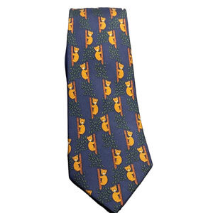 Hermes 100% Silk Tie with Koala Bears Climbing Made in France 7282 MA